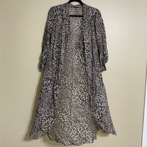 Gigi Moda Silk Blend Animal Print Open Lightweight Kimono